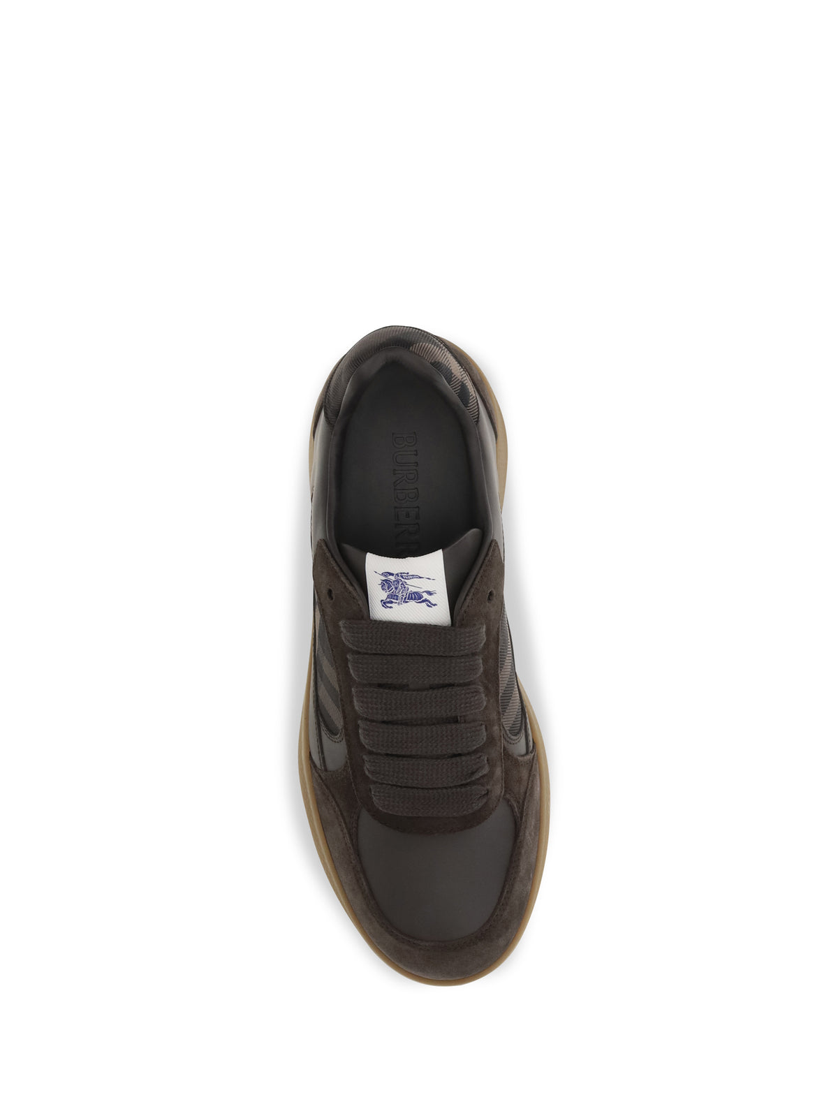 Burberry Men Terrace Check Leather And Suede Sneakers BURBERRY