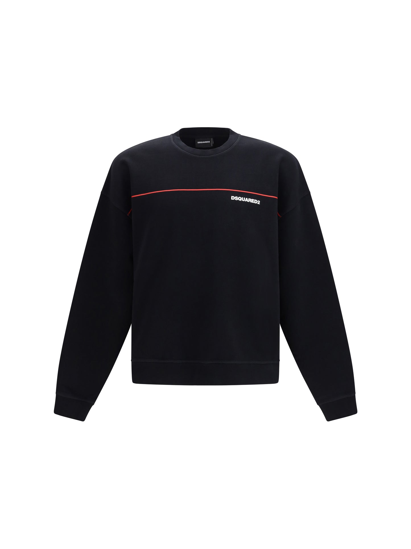 Dsquared2 Men Cotton Crew Neck Sweatshirt With Logo Print DSQUARED2