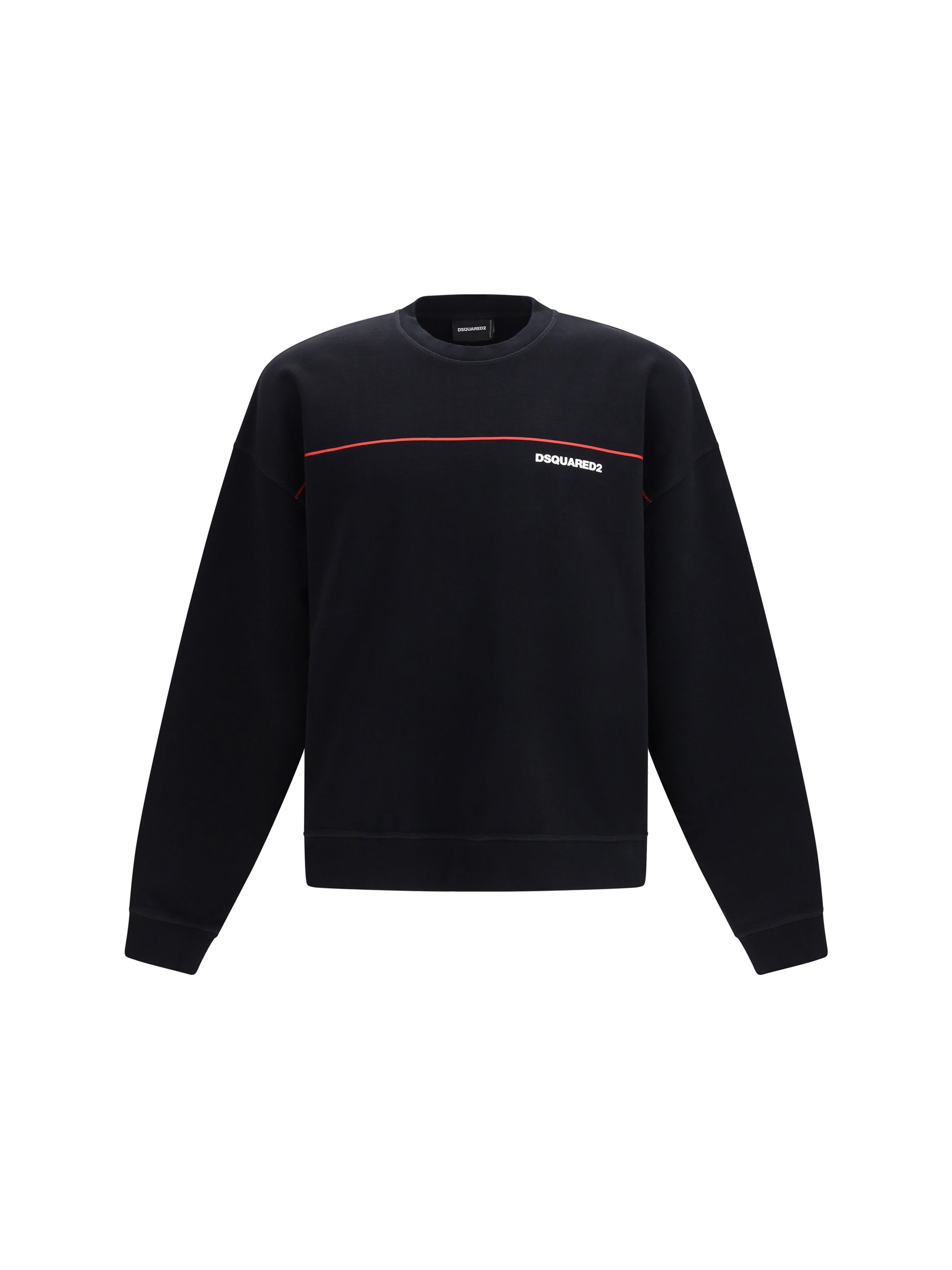 Dsquared2 Men Cotton Crew Neck Sweatshirt With Logo Print DSQUARED2