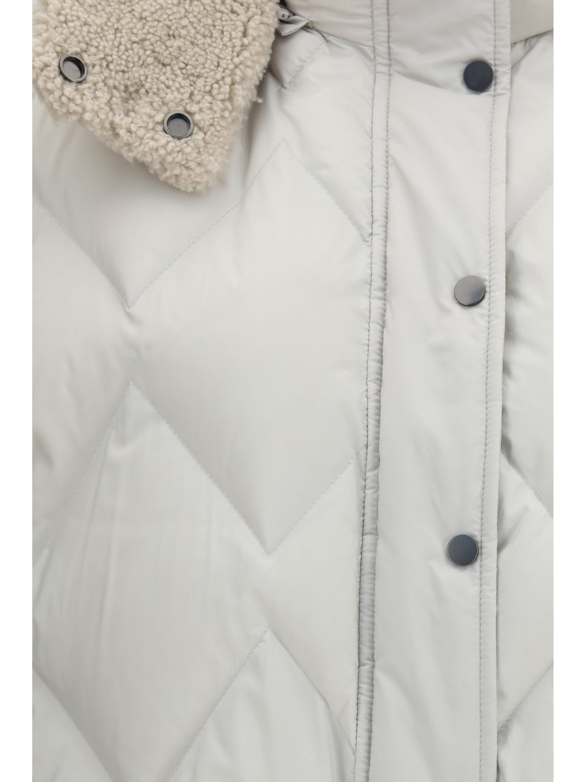 Brunello Cucinelli Women Padded Vest With Shearling Hood BRUNELLO CUCINELLI