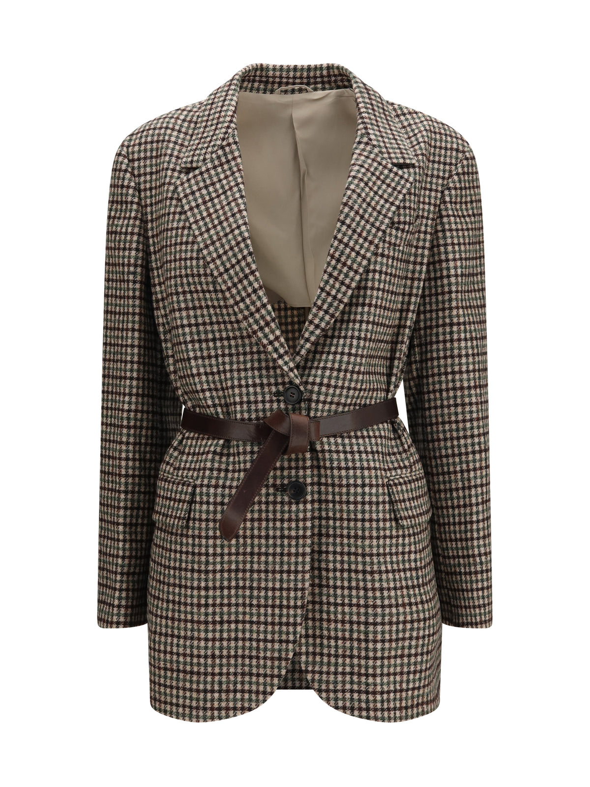 Brunello Cucinelli Women Single-Breasted Wool-Blend Blazer With Belt BRUNELLO CUCINELLI