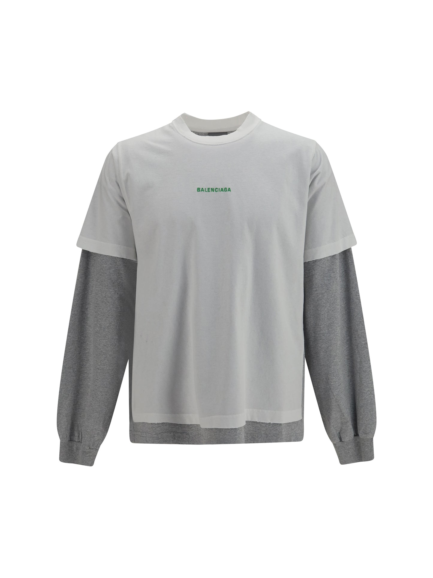 Balenciaga Men Double-Sleeve Cotton T-Shirt BALENCIAGA