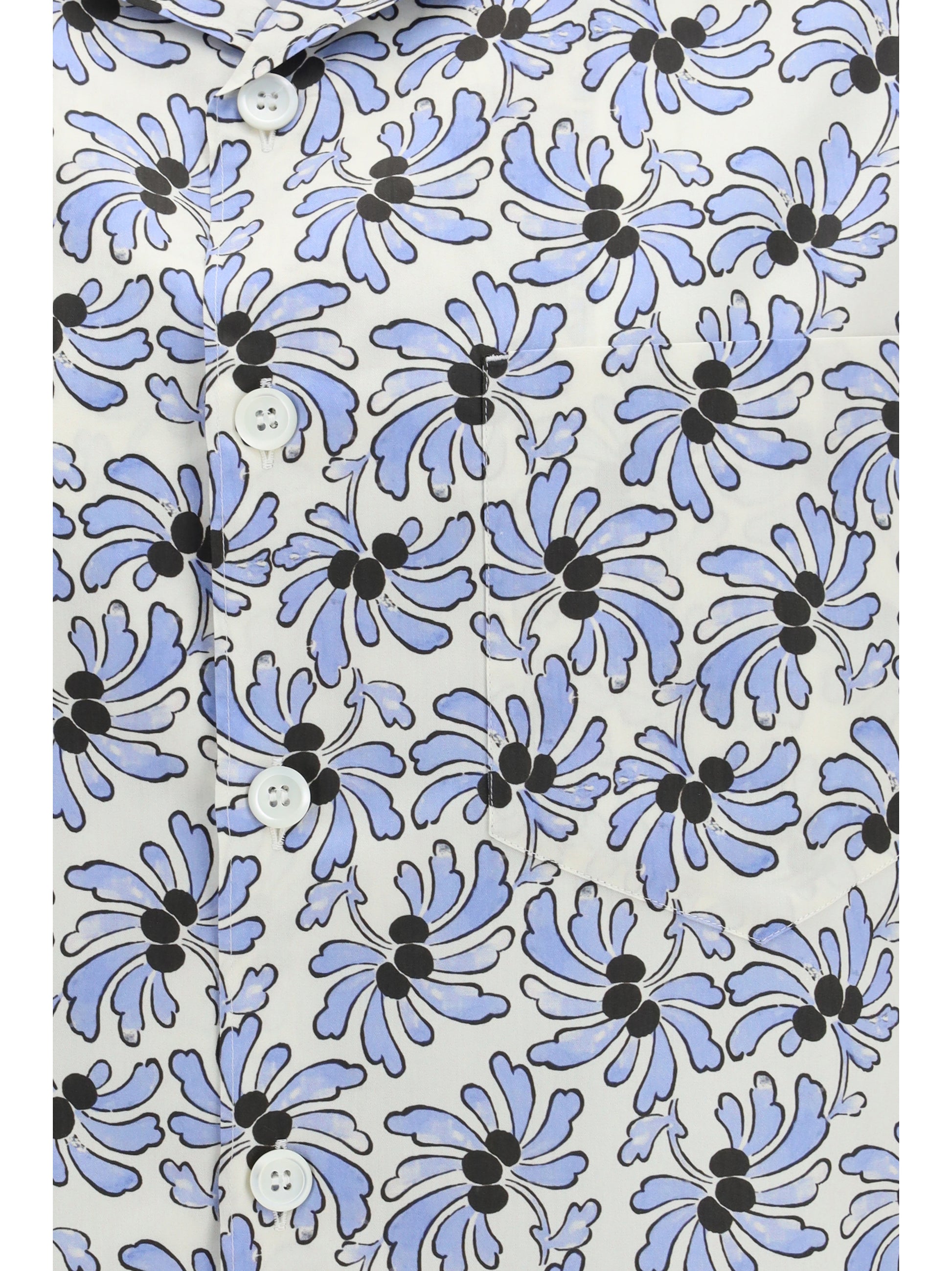 Prada Men Cotton Shirt With Floral Print PRADA