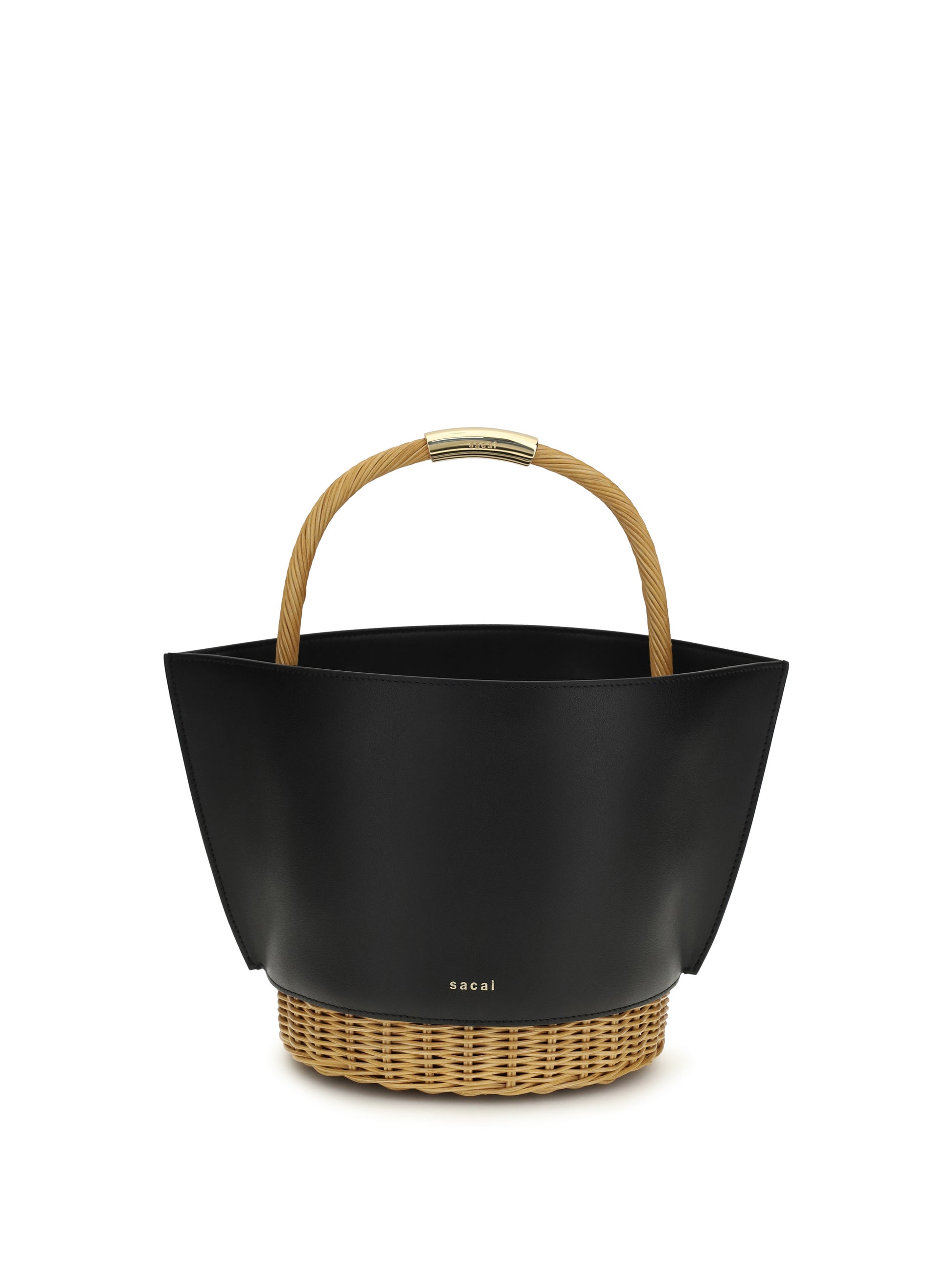 Sacai Women Leather And Rattan Handbag SACAI