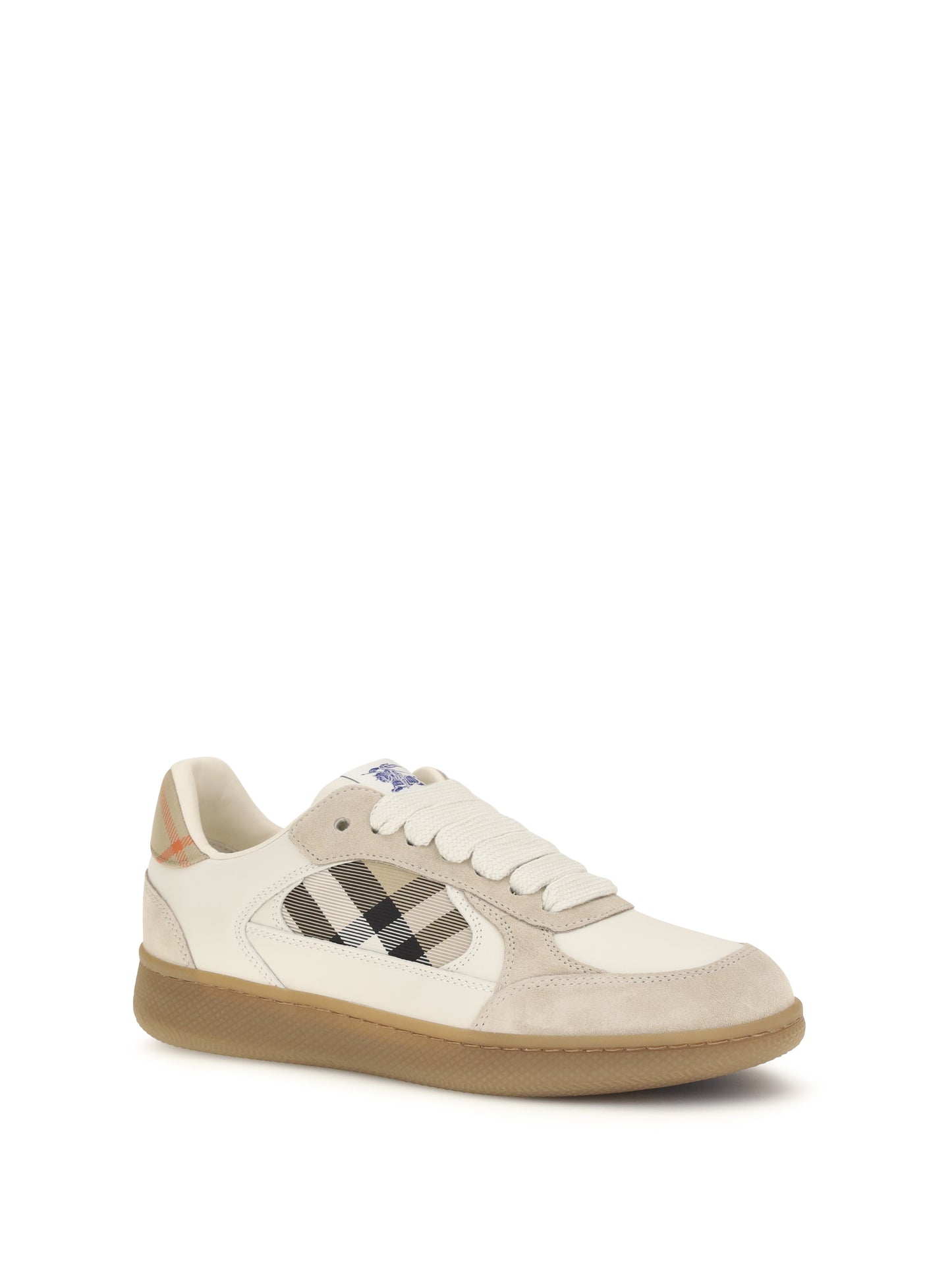 Burberry Women Terrace Leather And Check Sneakers BURBERRY