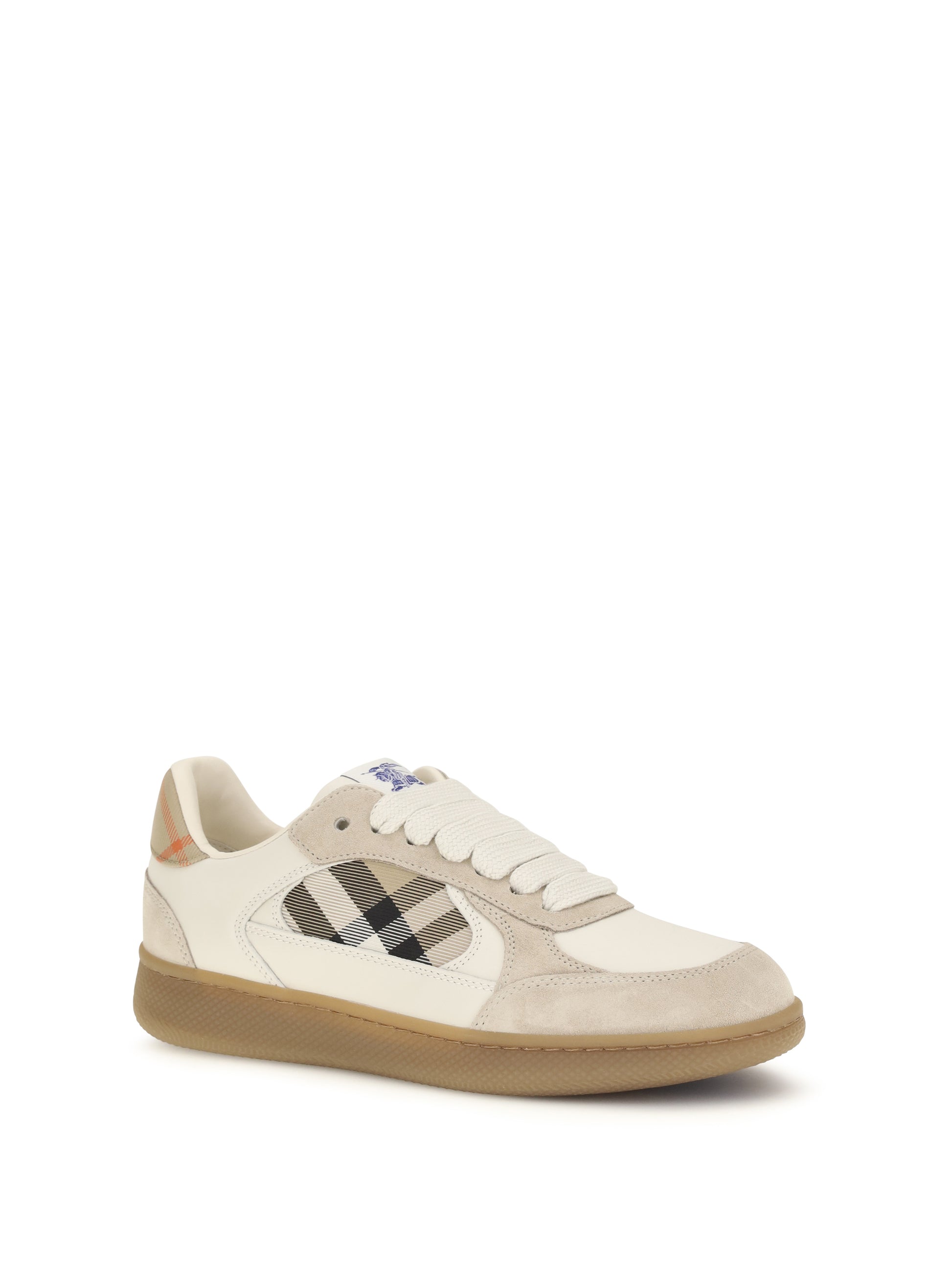 Burberry Women Terrace Leather And Check Sneakers BURBERRY