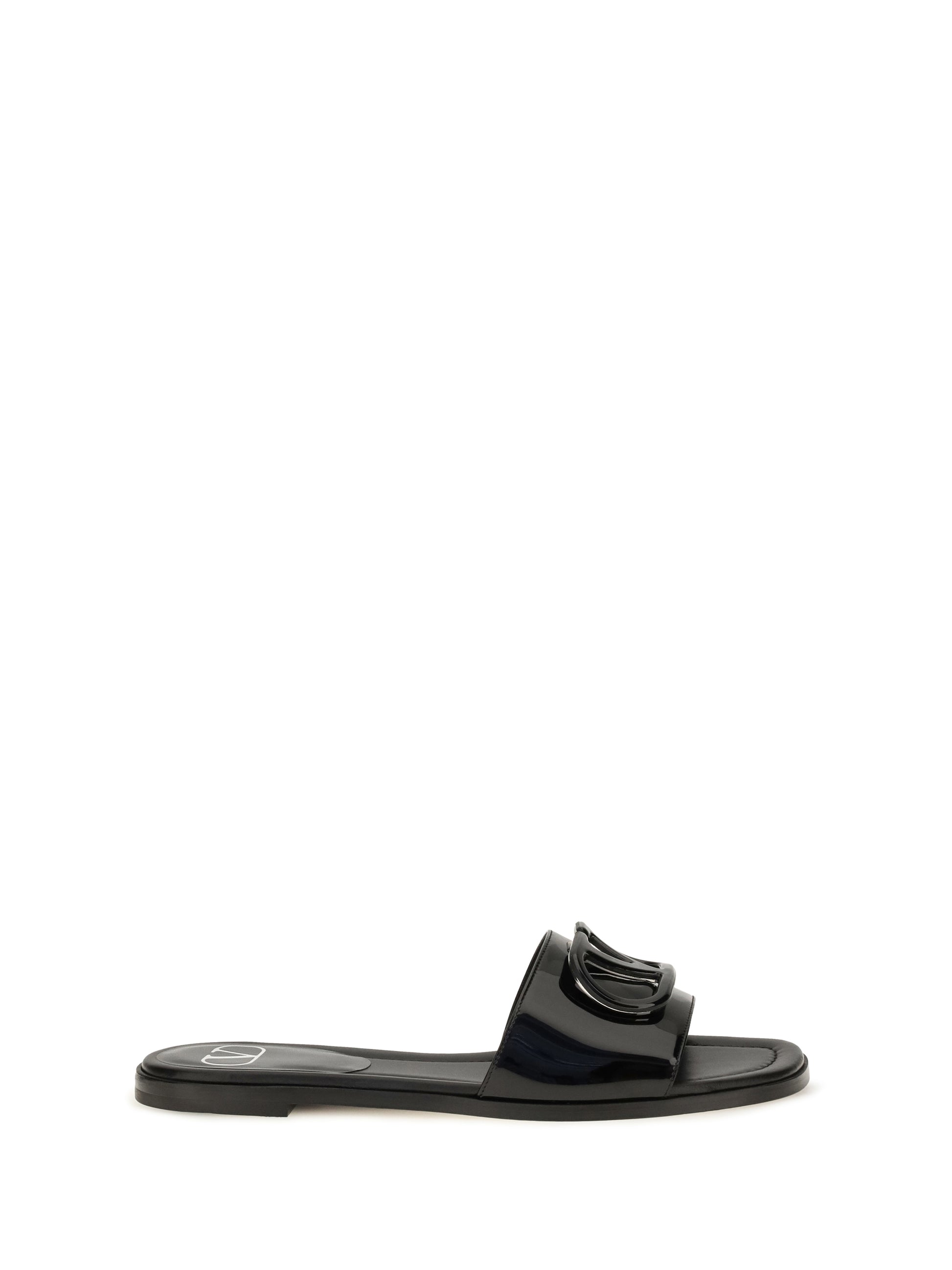 Valentino Garavani Women Vlogo Patent Leather Slide Sandals VALENTINO GARAVANI