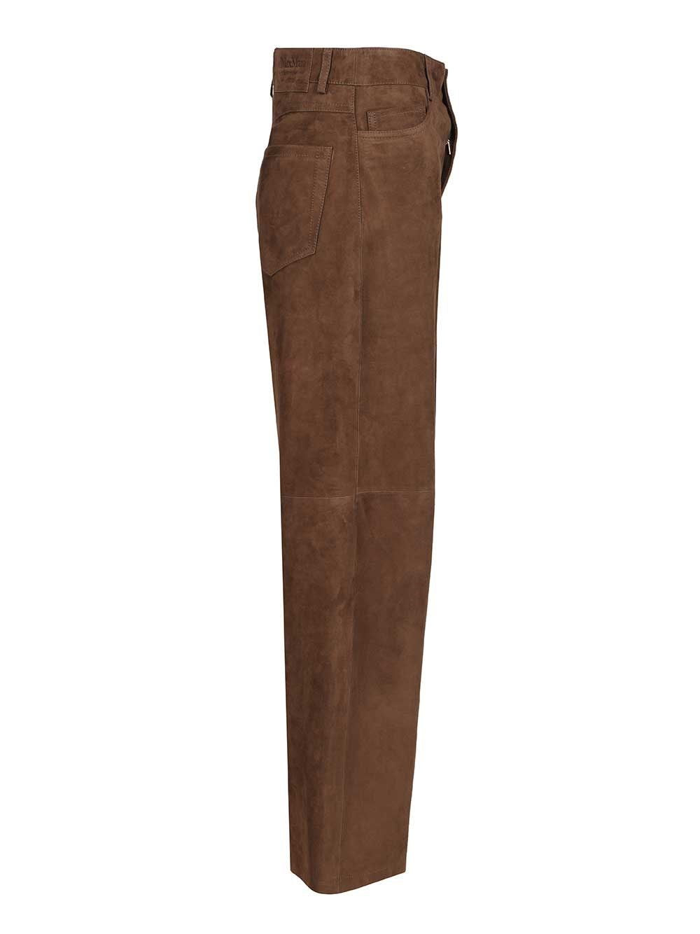 'S Max Mara Women Wide-Leg Suede Trousers S MAX MARA