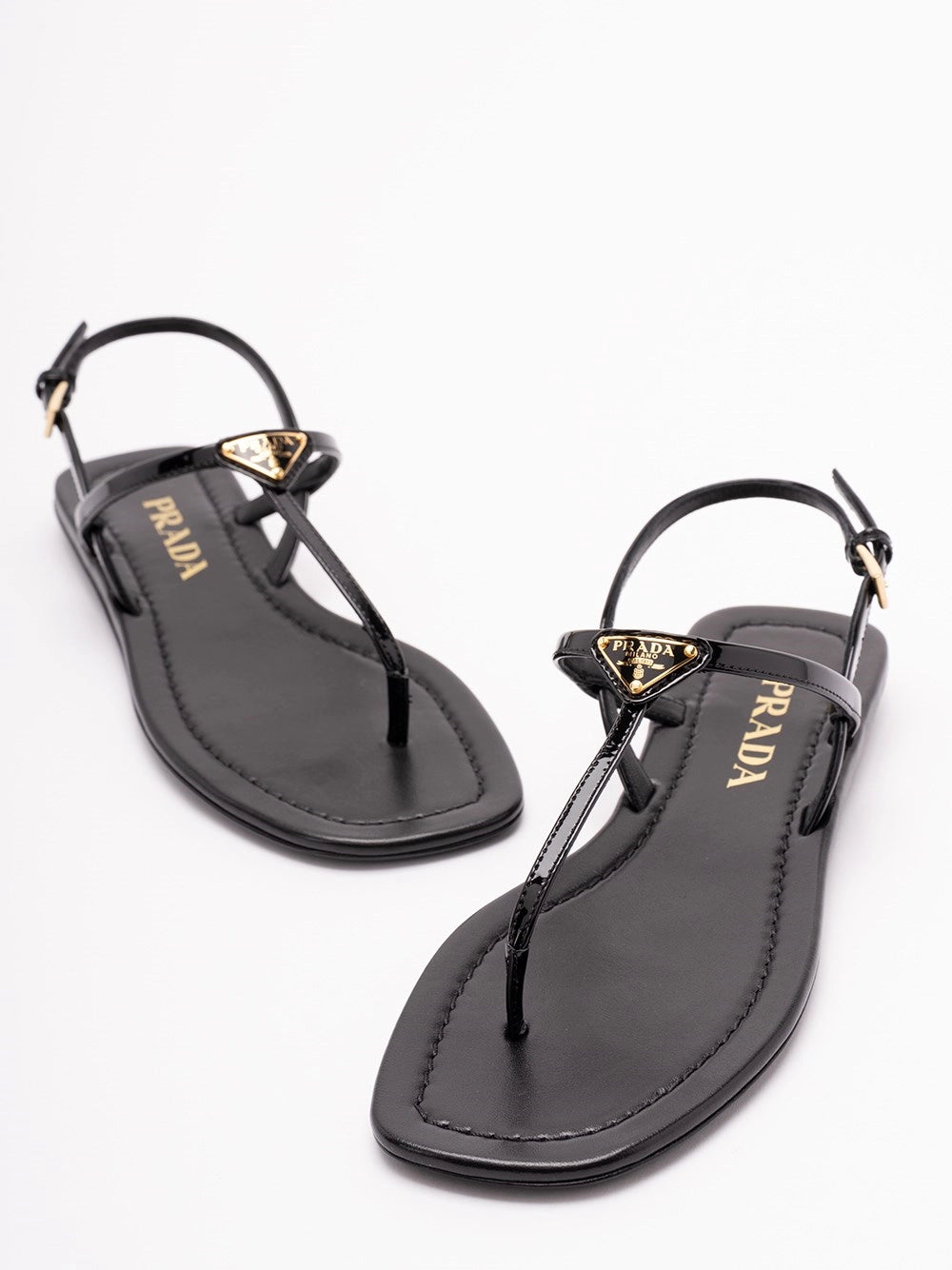 Prada Women Patent Leather Flat Sandals PRADA