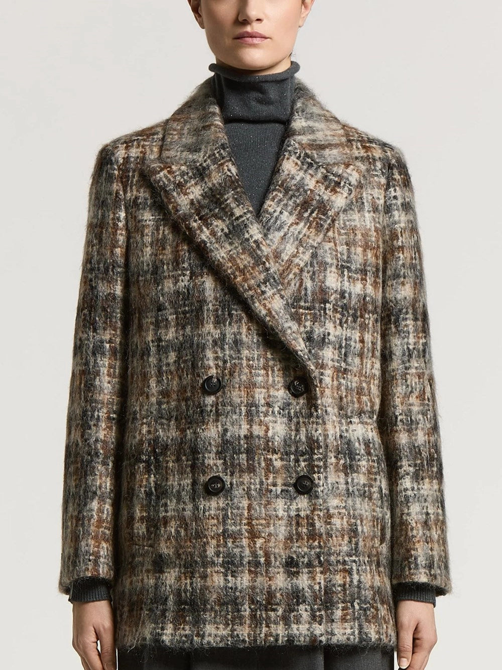 Peserico Women Double-Breasted Coat In Mohair Wool Blend PESERICO
