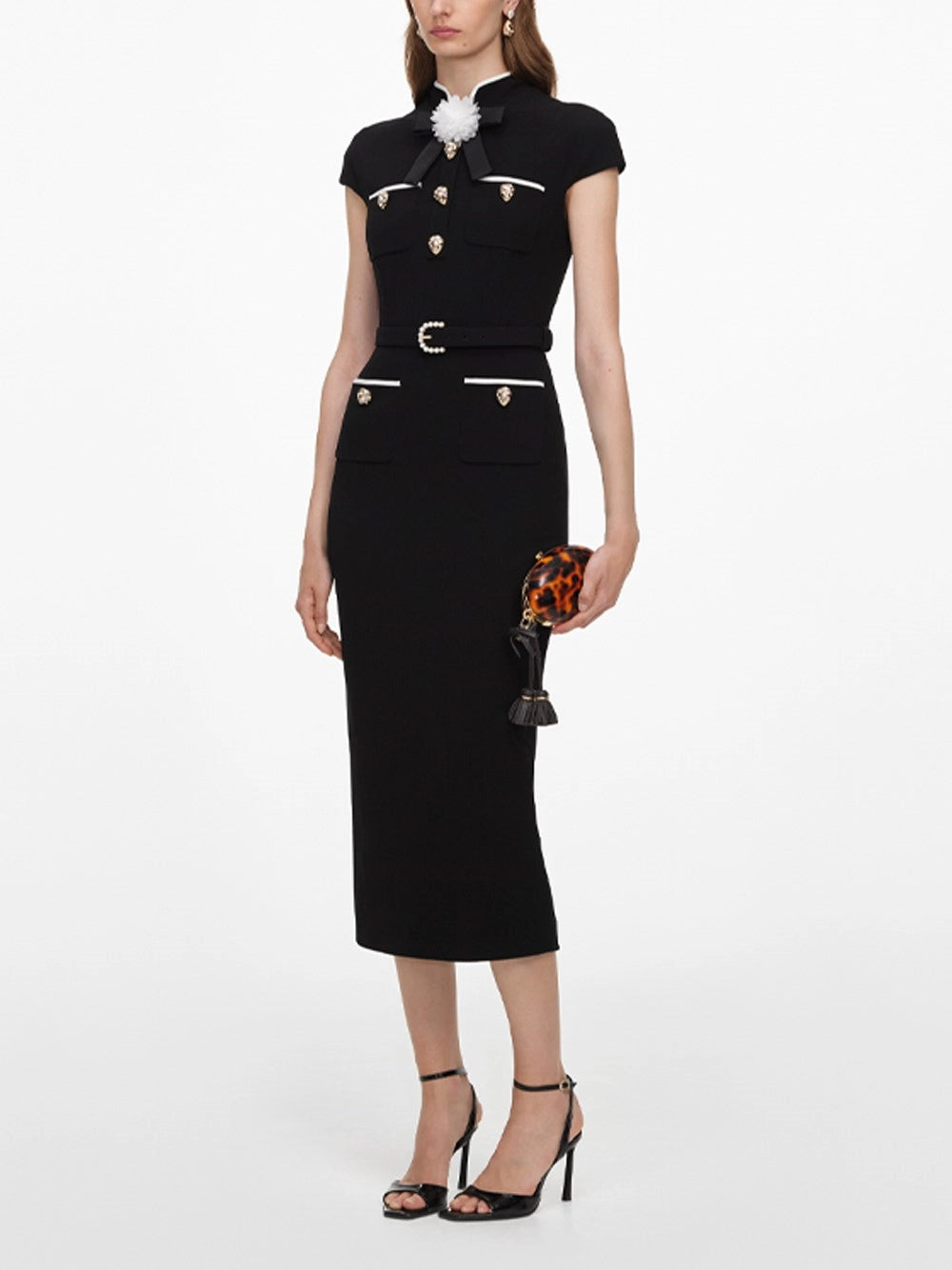 Self-Portrait Women Wool Crepe Midi Dress SELF-PORTRAIT