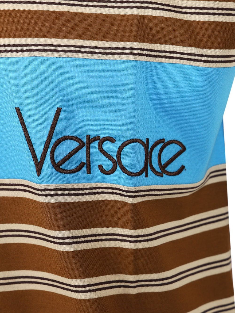 Versace Men Striped Cotton T-Shirt With Inlay VERSACE