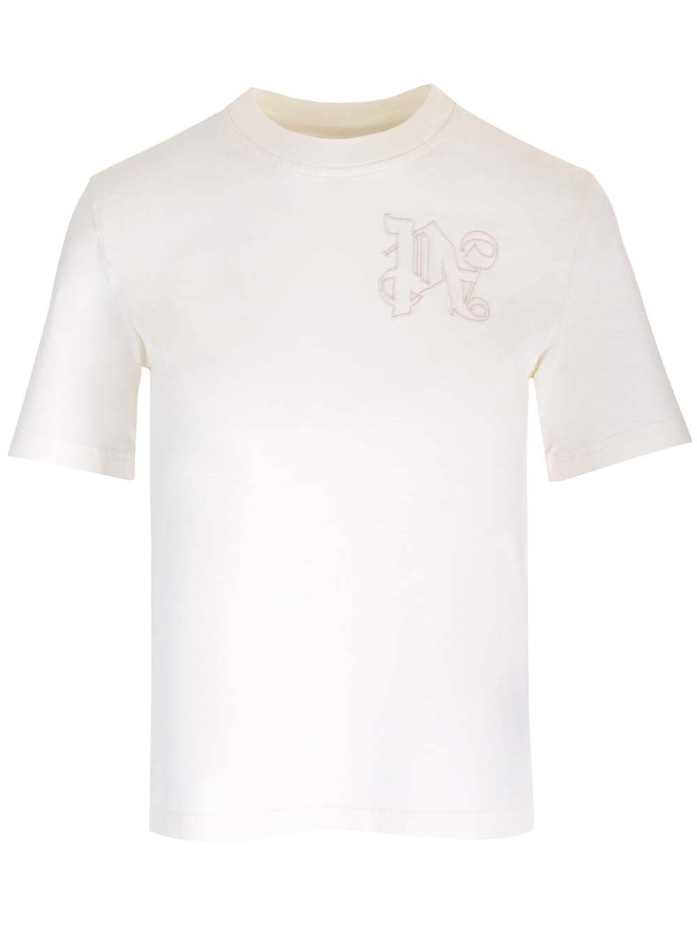Palm Angels Women White T-Shirt With Monogram PALM ANGELS