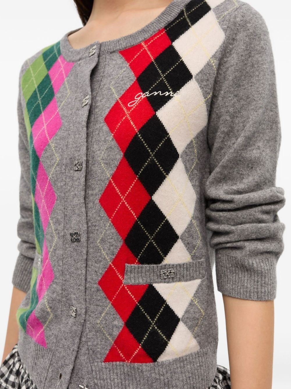 Ganni Women Checked Cardigan GANNI