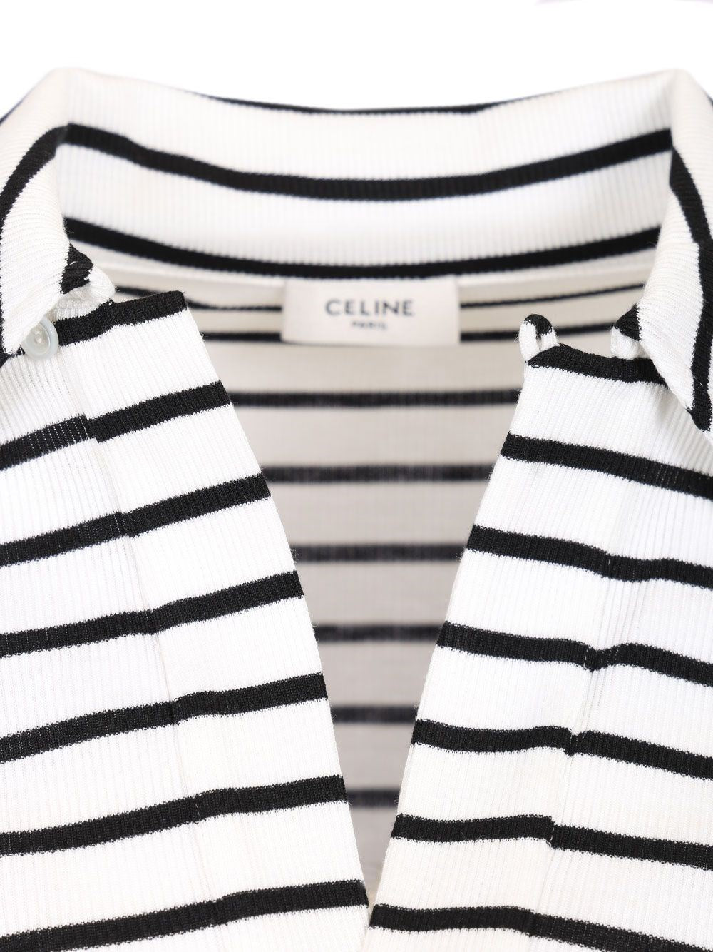 Celine Women Striped Silk Jersey Polo Shirt CELINE