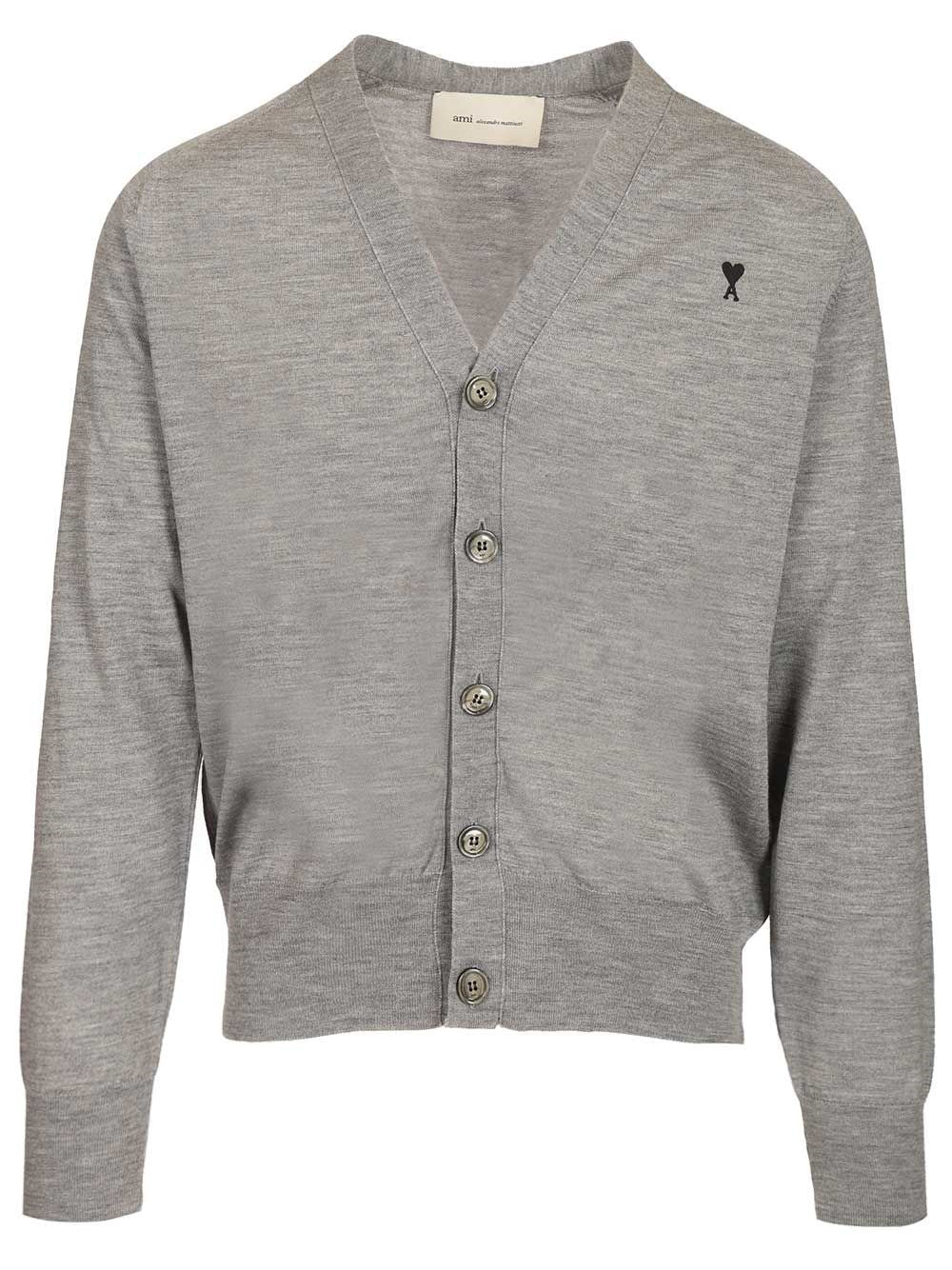Ami Men Ami Paris V-Neck Wool Cardigan AMI PARIS