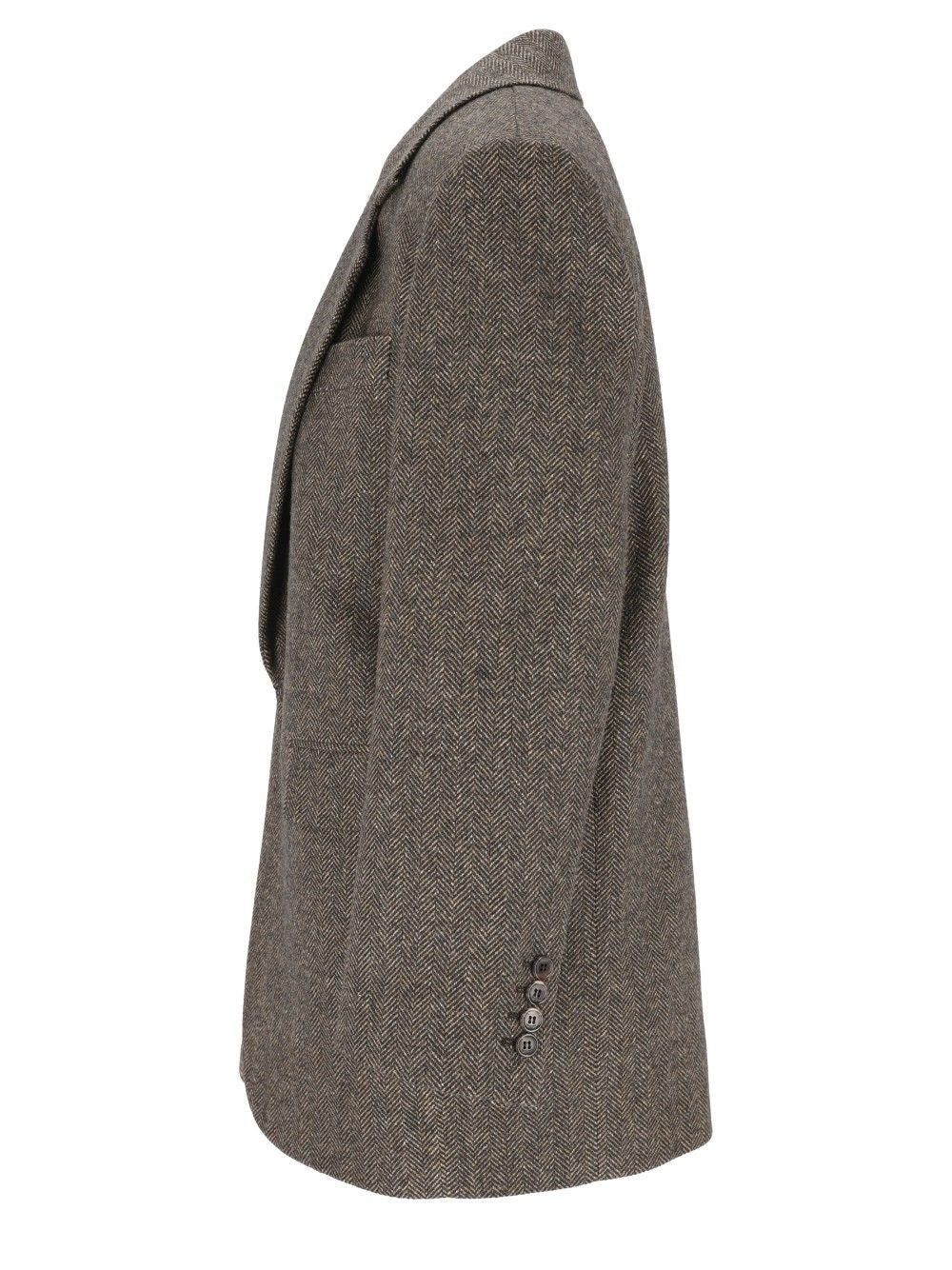 Saint Laurent Women Herringbone Wool Jacket SAINT LAURENT