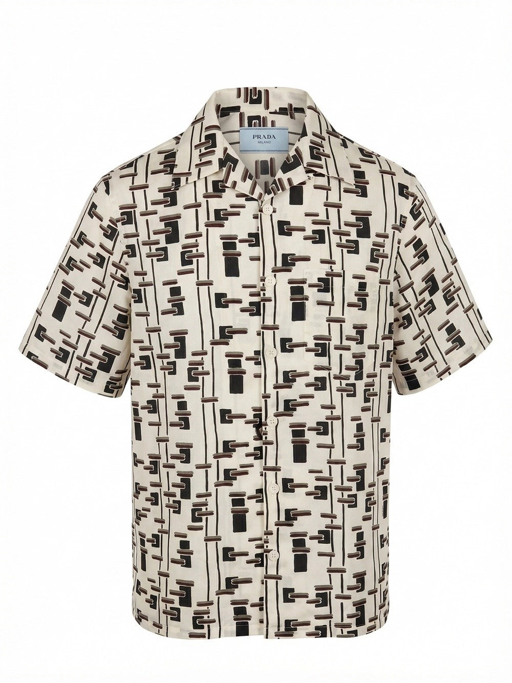 Prada Men Striped Cotton And Silk `Bowling` Shirt PRADA