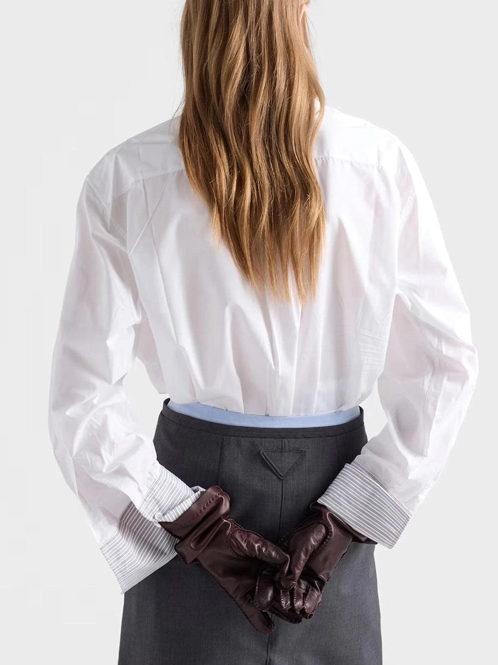 Prada Women Shirt With Striped Cuff Detail PRADA