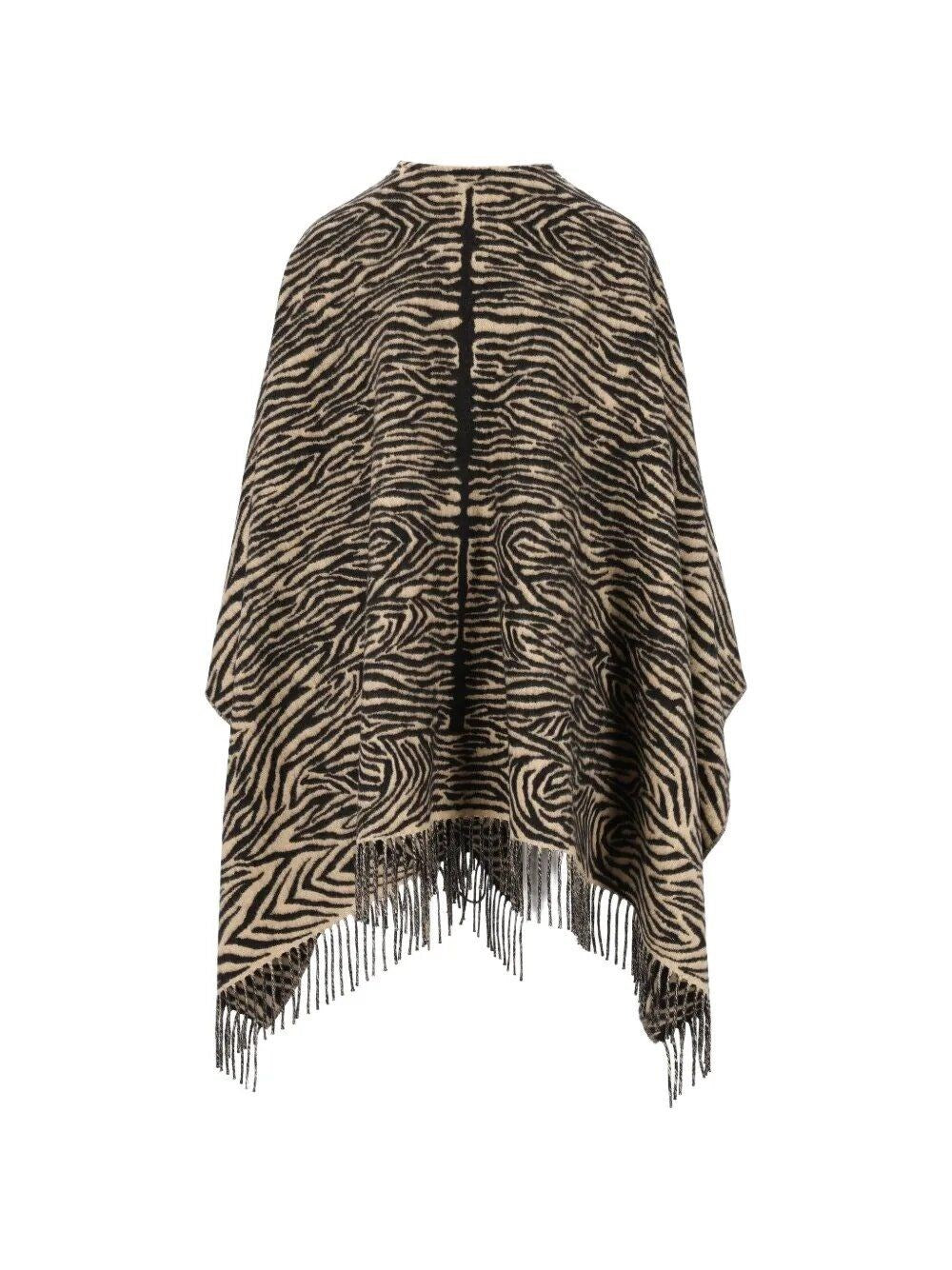 Fendi Women Wool Poncho With Animal Tiger Print FENDI