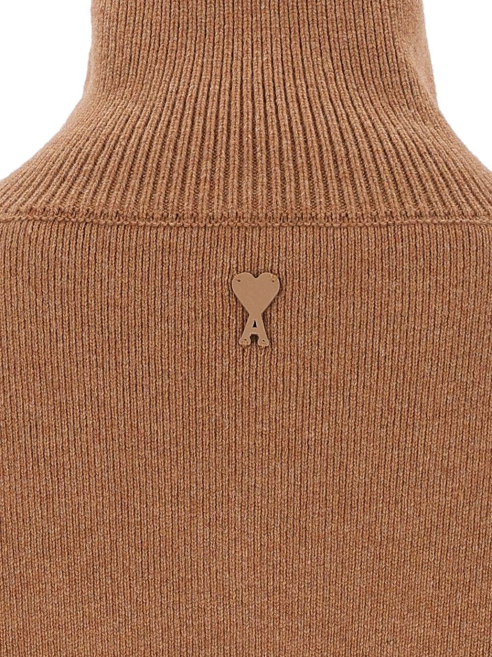 Ami Women Wool Sweater With Buttoned Collar AMI PARIS