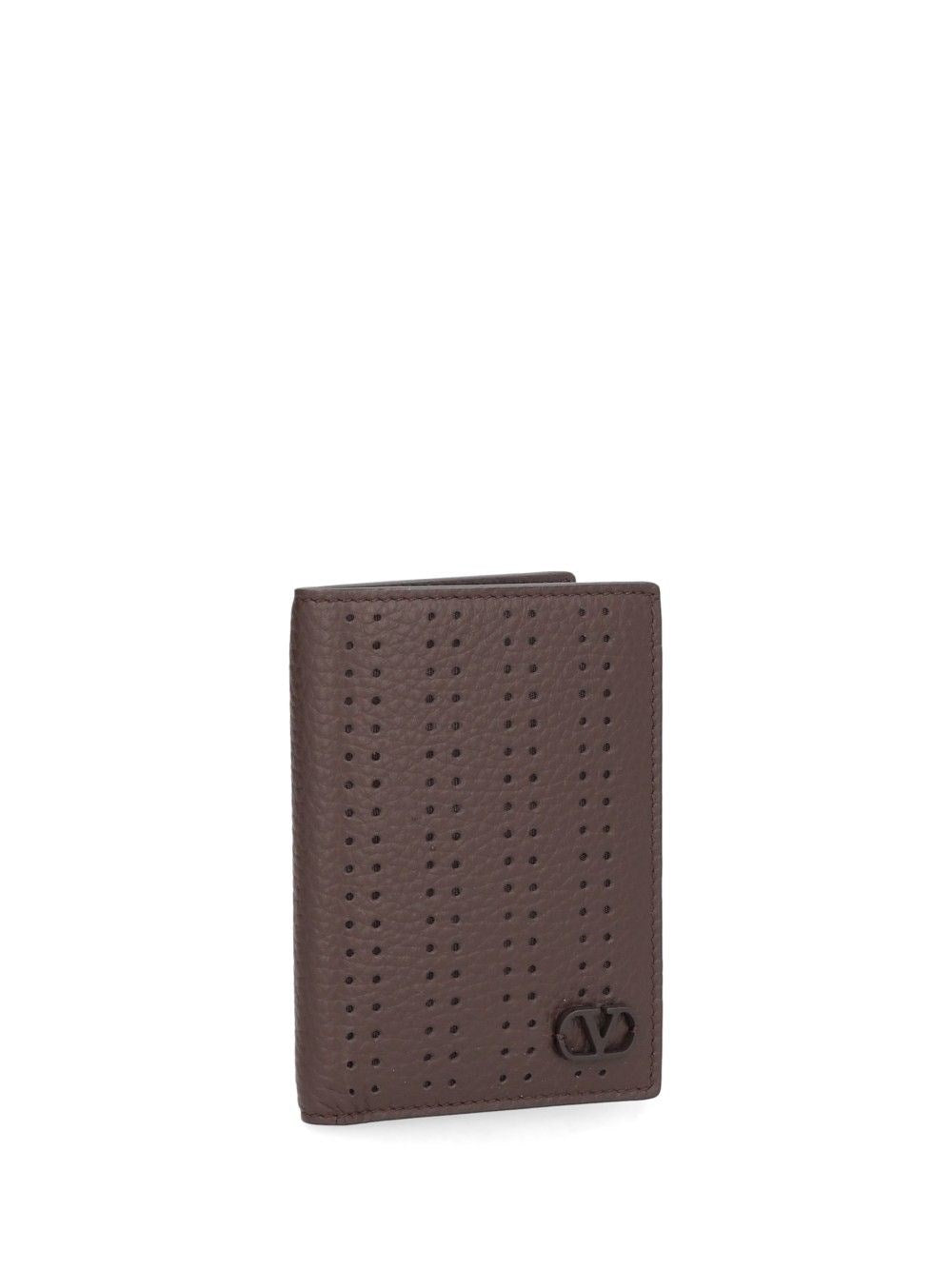 Valentino Garavani Men Vlogo Signature Perforated Leather Card Holder VALENTINO GARAVANI