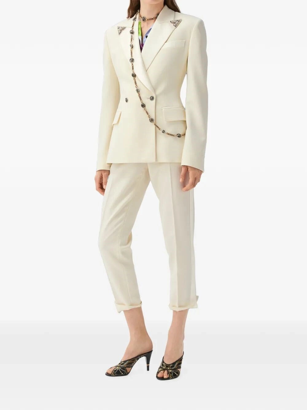 Versace Women Embroidered Stretch Wool Blazer VERSACE