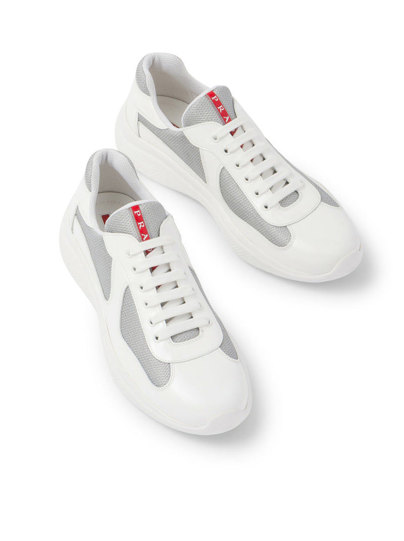 Prada Men Prada America`S Cup Patent Leather And Bike Fabric Sneakers PRADA