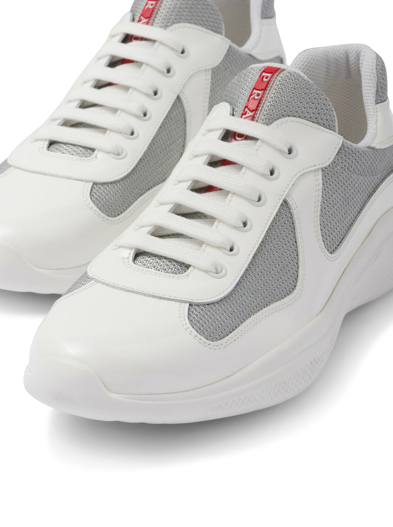 Prada Men Prada America`S Cup Patent Leather And Bike Fabric Sneakers PRADA