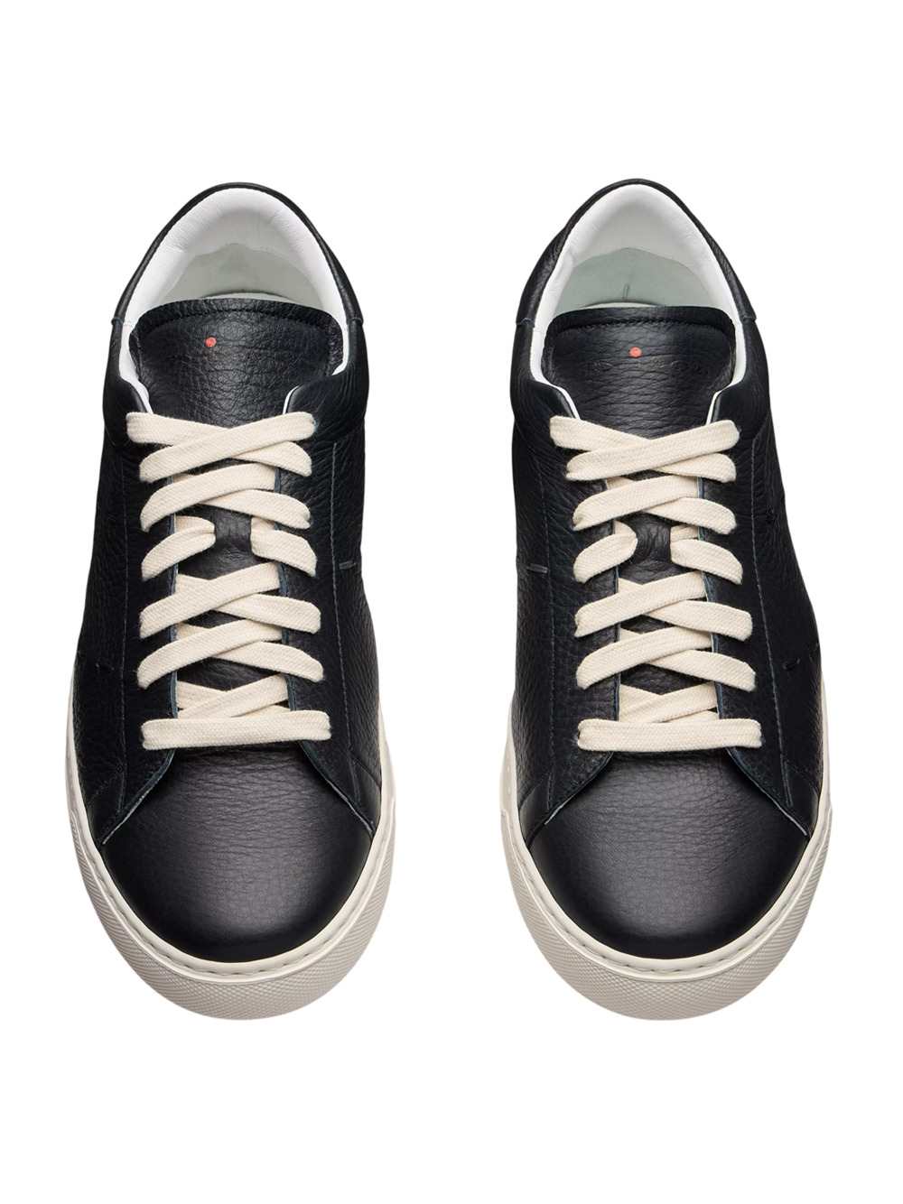 Kiton Men Leather Sneakers With Cross-Stitch Detailing. KITON