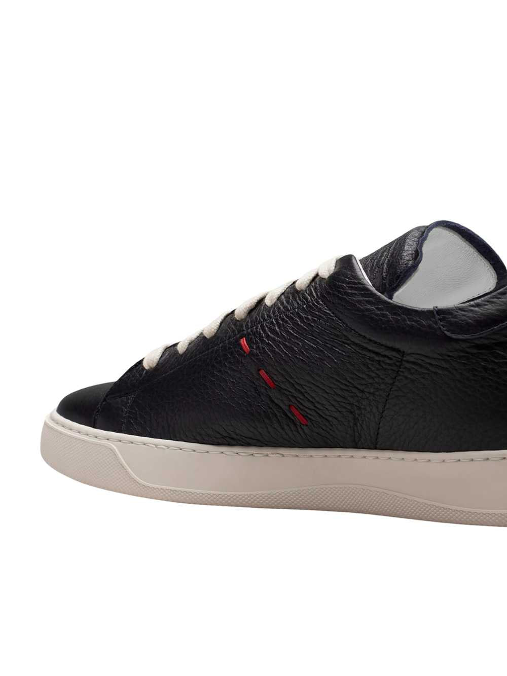 Kiton Men Leather Sneakers With Cross-Stitch Detailing. KITON
