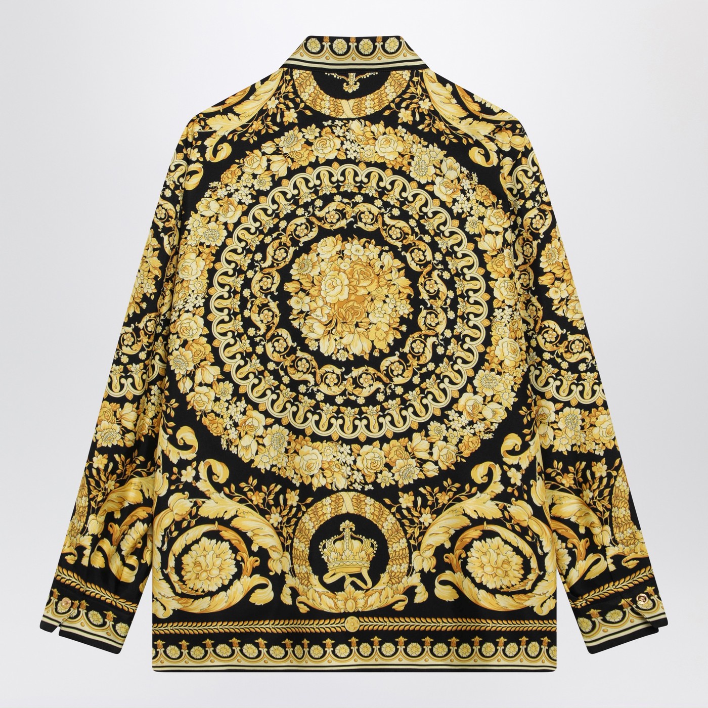 Versace Black And Gold Printed Silk Twill Shirt Women VERSACE