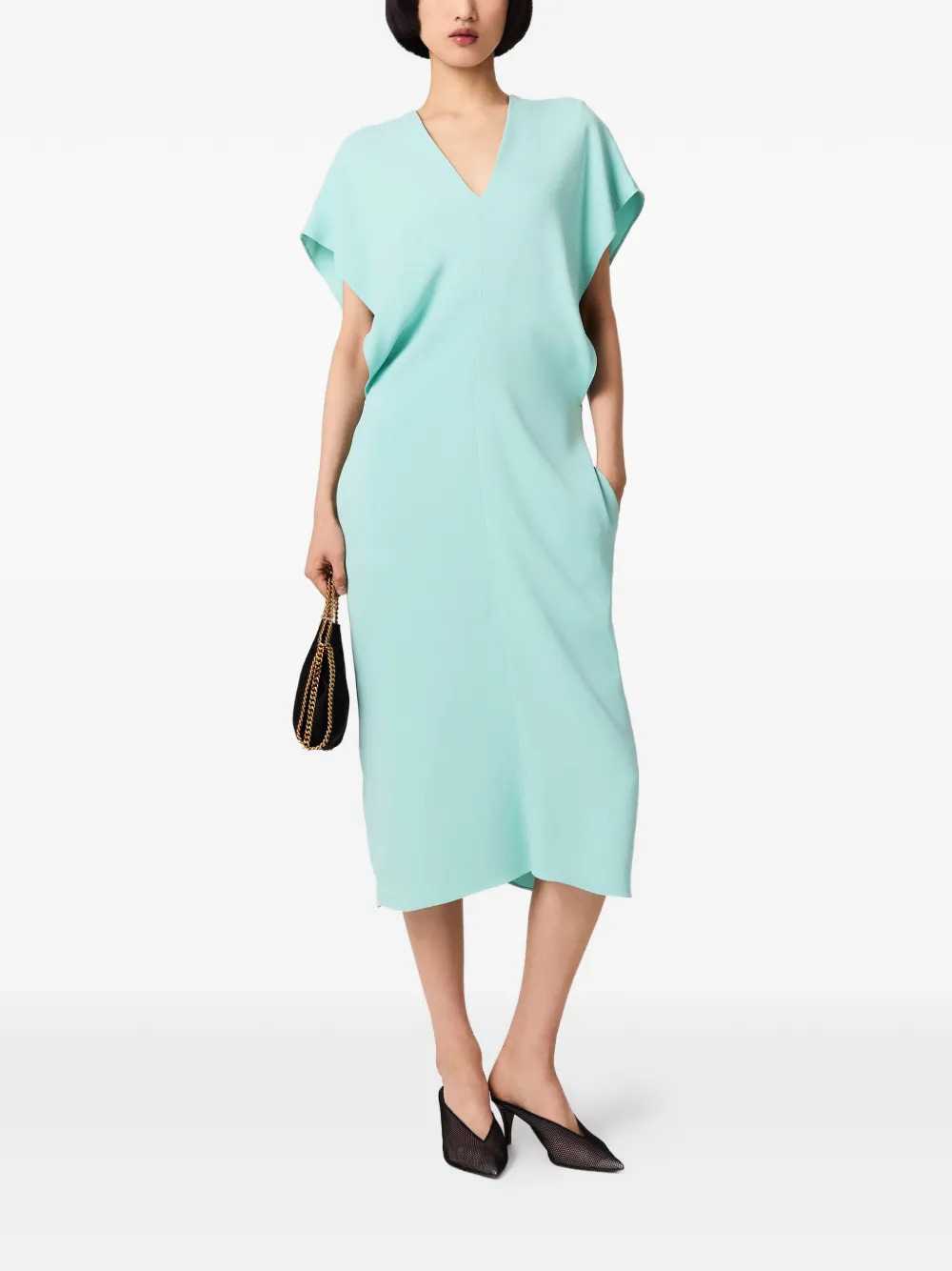 Stella Mccartney Women Midi Dress With V-Neck And Drape STELLA MCCARTNEY