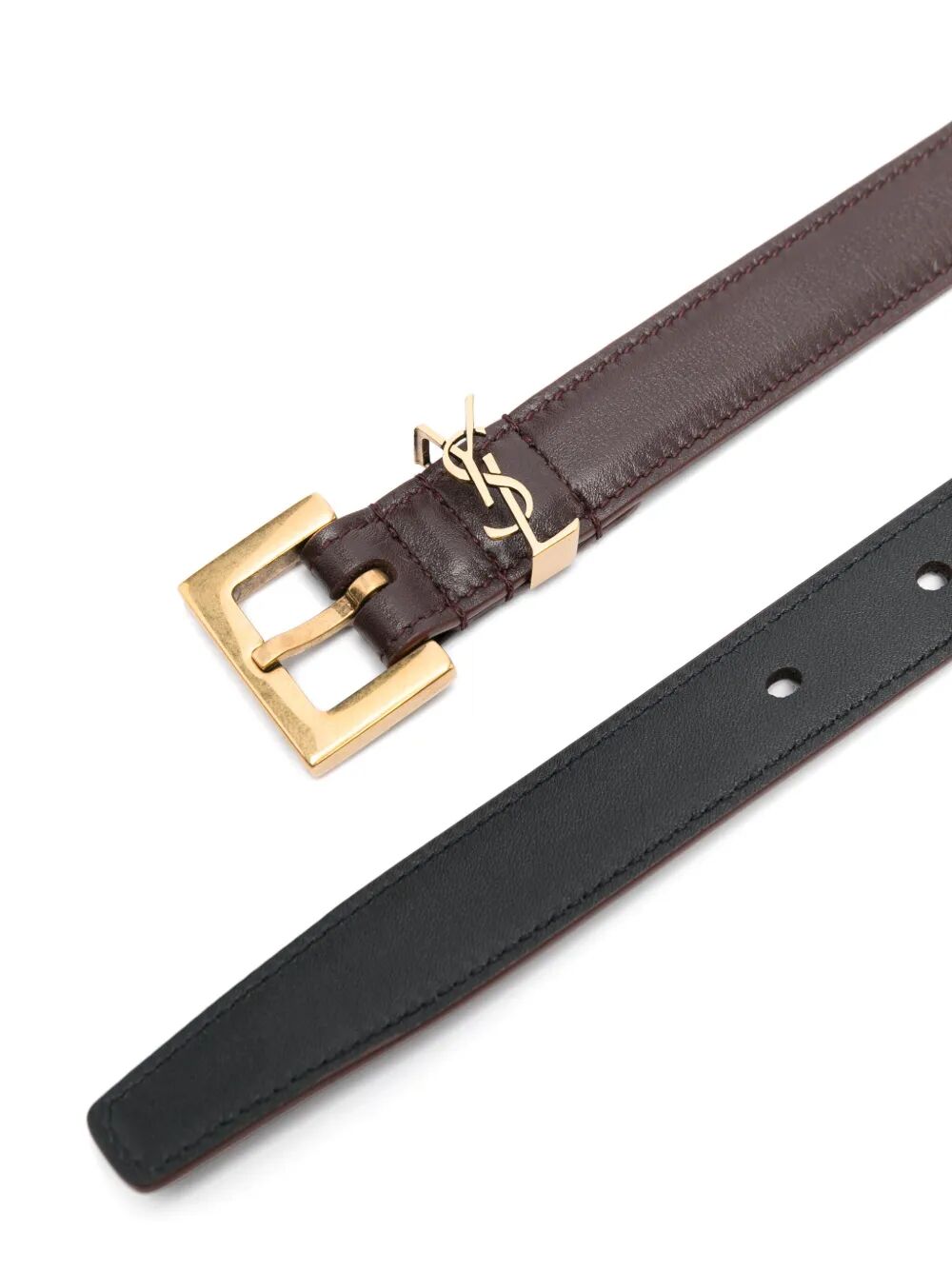 Saint Laurent Women Cassandre Thin Belt With Square Buckle In Box Leather SAINT LAURENT