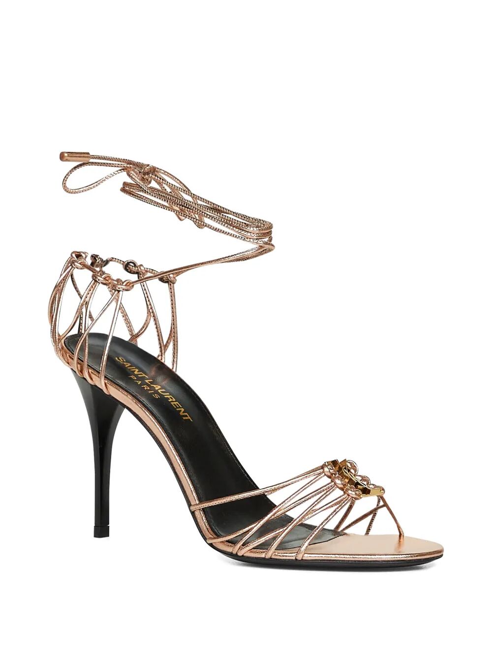 Saint Laurent Women Babylone 90 Metallic Leather Sandals SAINT LAURENT