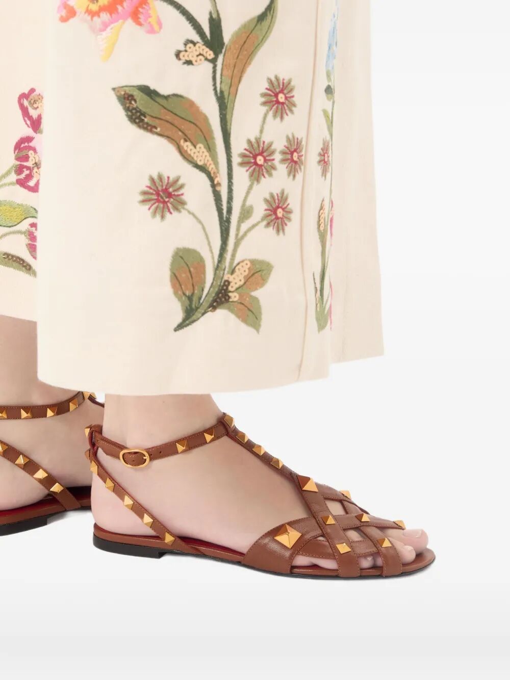 Valentino Garavani Women Studdy Kidskin Flat Sandals VALENTINO GARAVANI