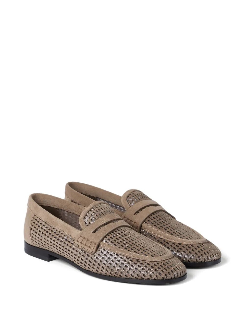 Brunello Cucinelli Women Sparkling Net Leather Loafers BRUNELLO CUCINELLI