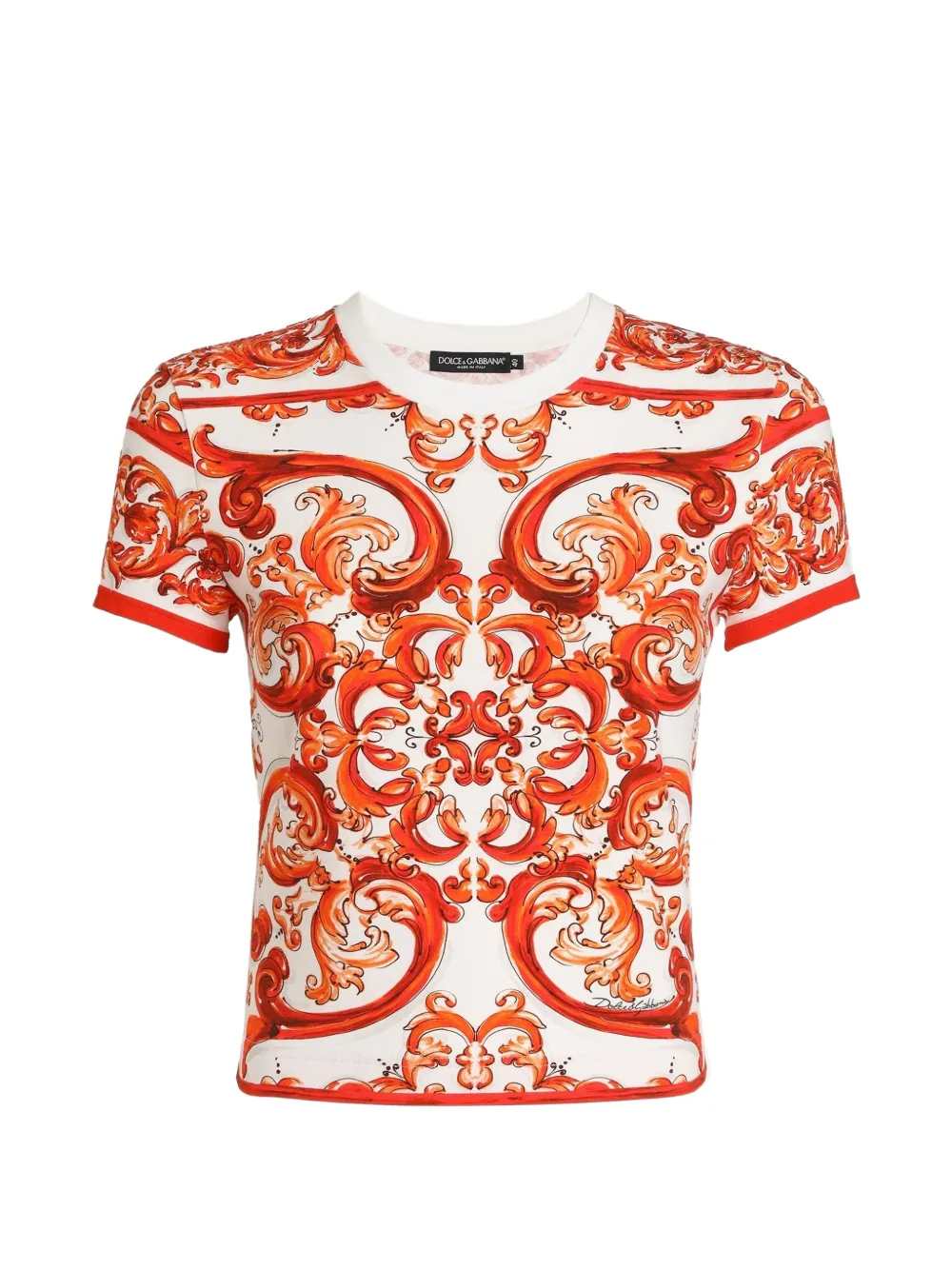 Dolce & Gabbana Women Jersey T-Shirt With Majolica Print DOLCE & GABBANA