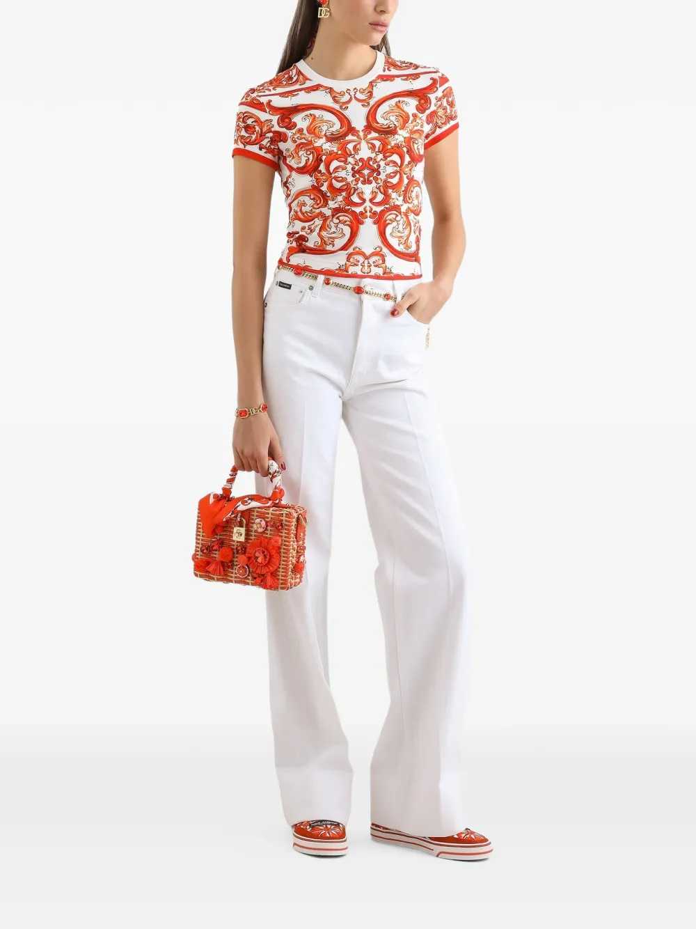 Dolce & Gabbana Women Jersey T-Shirt With Majolica Print DOLCE & GABBANA