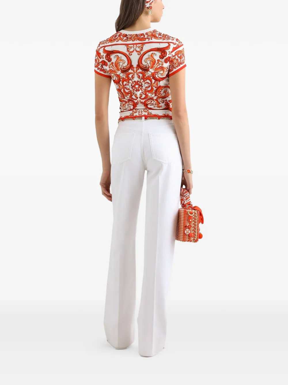 Dolce & Gabbana Women Jersey T-Shirt With Majolica Print DOLCE & GABBANA