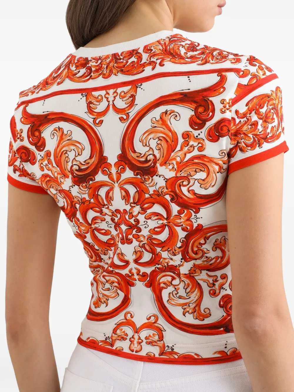 Dolce & Gabbana Women Jersey T-Shirt With Majolica Print DOLCE & GABBANA