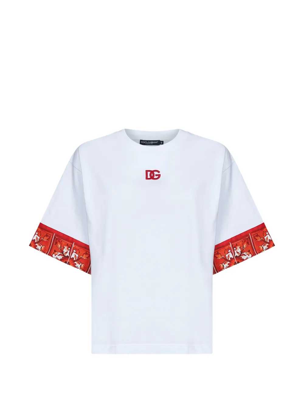 Dolce & Gabbana Women T-Shirt With Embroidered Logo And Majolica Print DOLCE & GABBANA