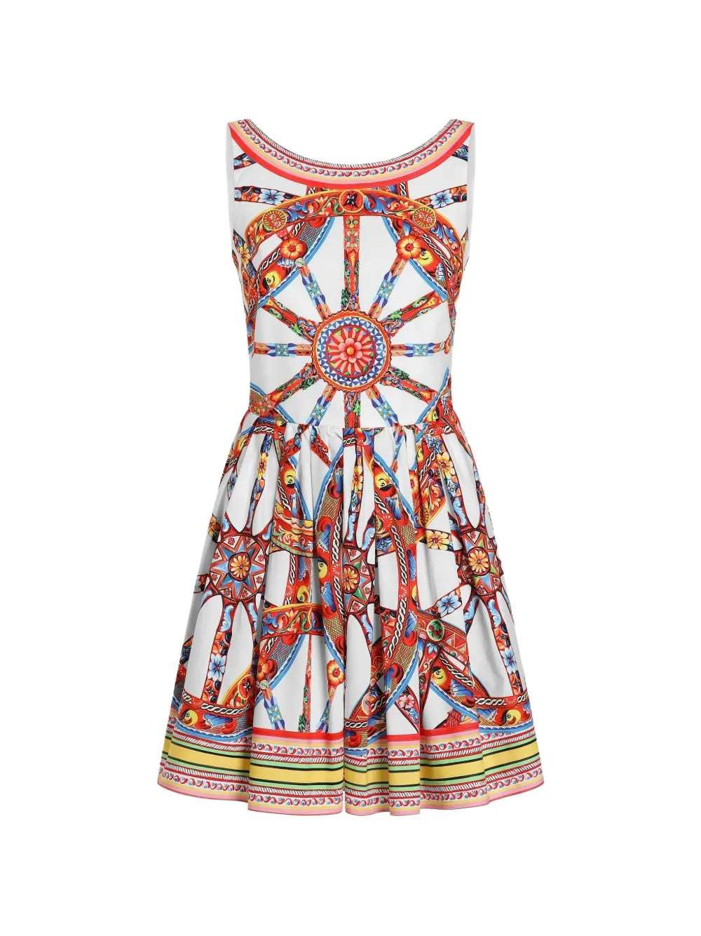 Dolce & Gabbana Women Poplin Midi Dress With Carretto Print