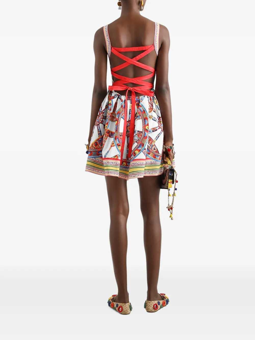 Dolce & Gabbana Women Poplin Midi Dress With Carretto Print