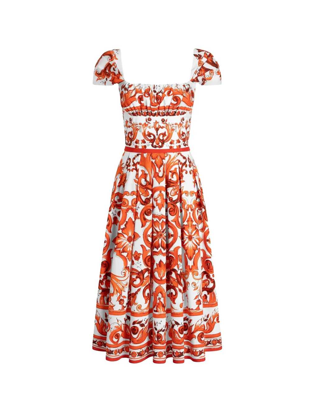 Dolce & Gabbana Women Poplin Dress With Majolica Print DOLCE & GABBANA
