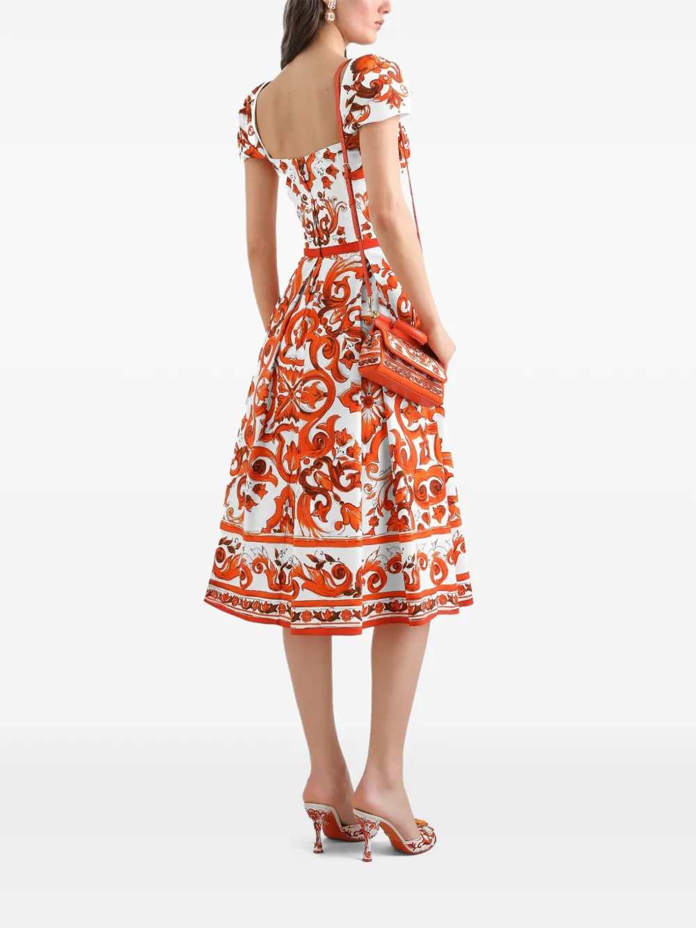 Dolce & Gabbana Women Poplin Dress With Majolica Print DOLCE & GABBANA