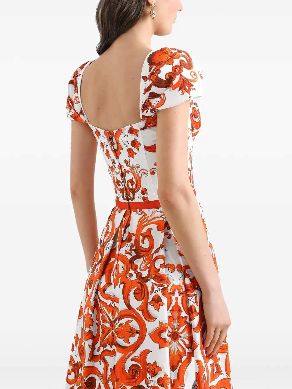Dolce & Gabbana Women Poplin Dress With Majolica Print DOLCE & GABBANA