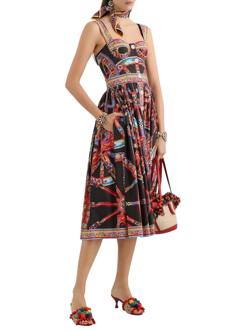 Dolce & Gabbana Women Carretto-Print Poplin Maxi Dress DOLCE & GABBANA