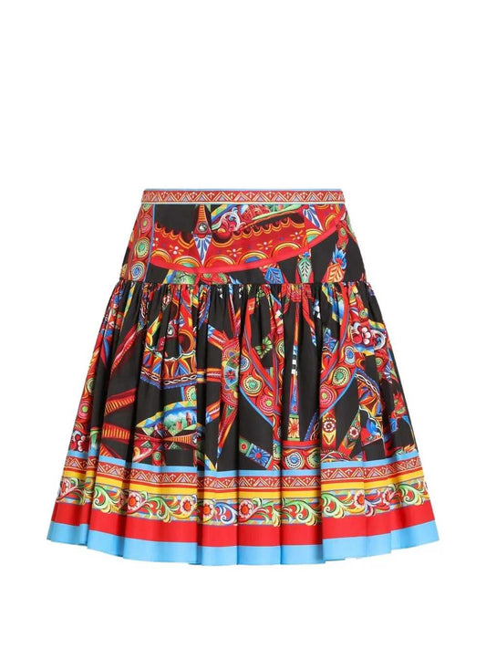 Dolce & Gabbana Women Poplin Miniskirt With Carretto Print