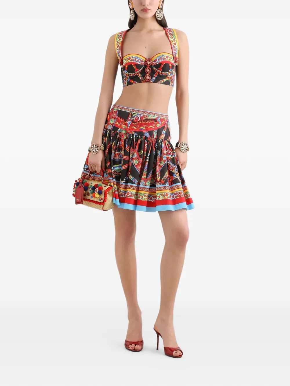 Dolce & Gabbana Women Poplin Miniskirt With Carretto Print
